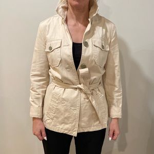 Gap Woman's Tan/Khaki Heavy Cotton Waist Tie Packet Jacket